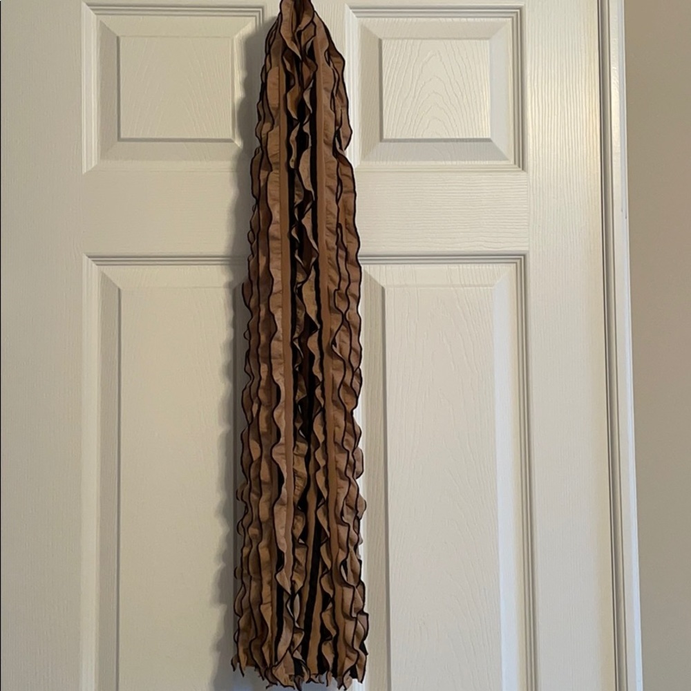 Nude & Black Stripe Ruffle Scarf
